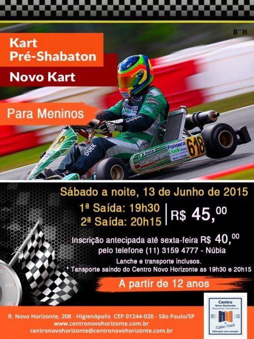 Kart Pré-Shabaton para Meninos com o Centro Novo Horizonte 