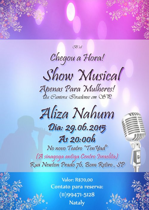 Show Musical para Mulheres com ALIZA NAHUM no Novo Teatro TEN YAD