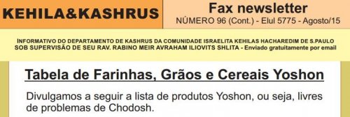 BKA: Tabela de Farinhas, Graos e Cereais Yashan