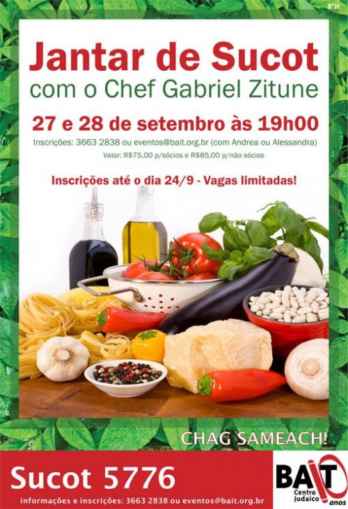 Jantar de Sucot com o Chef Gabriel Zitune, no Bait