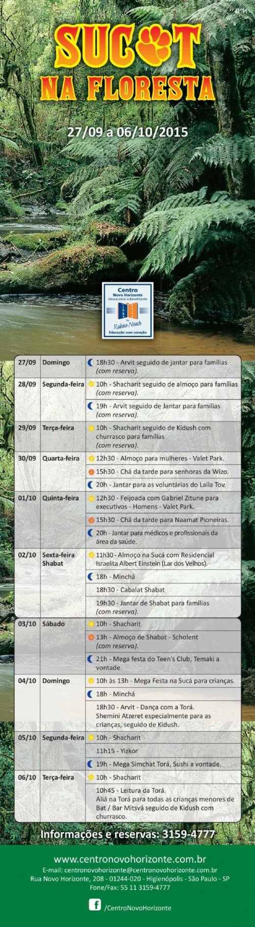 Programação de Sucot do Centro Novo Horizonte