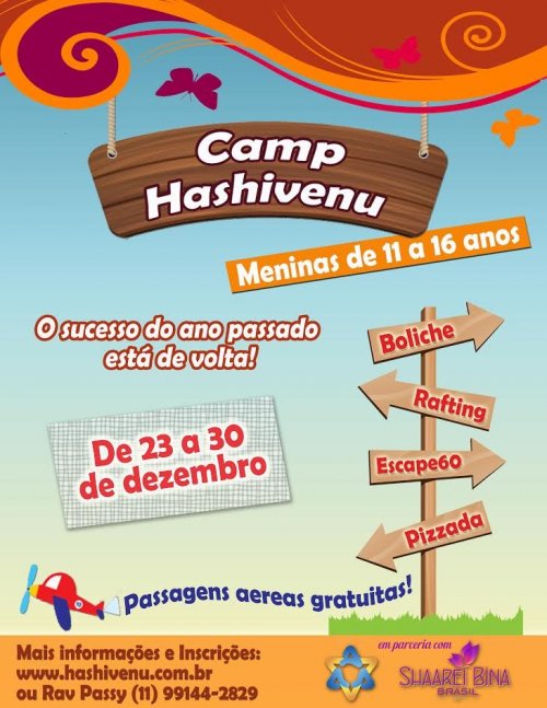 Camp Hashivenu para Meninas de 11 a 16 Anos