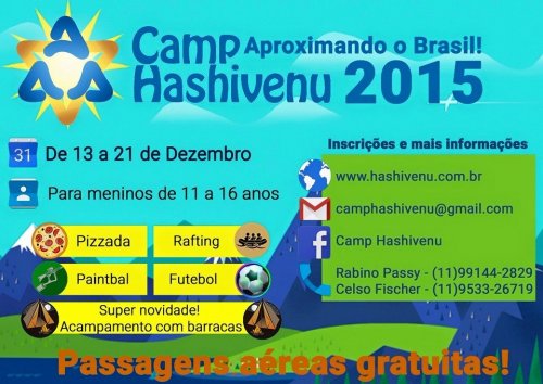 Camp Hashivenu para Meninos de 11 a 16 Anos