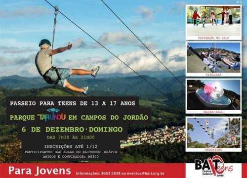 BAIT: Parque TARUNDU  - Passeio Para Teens de 13 a 17 