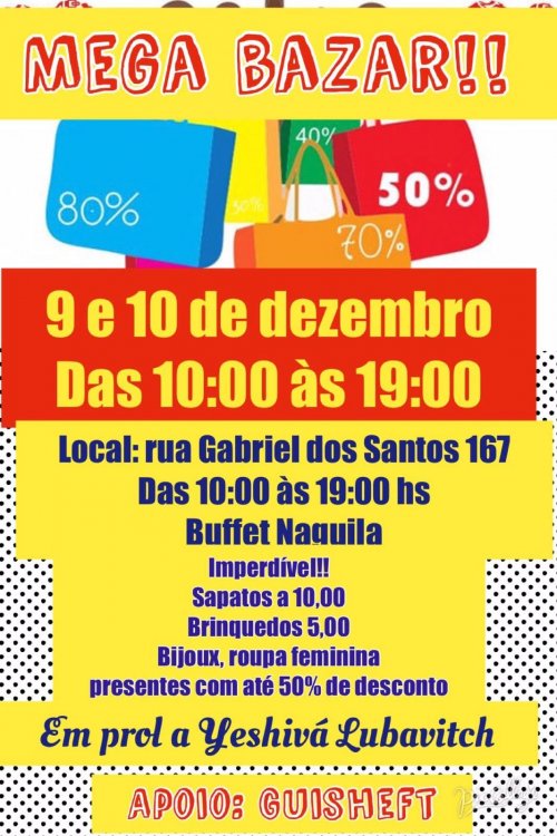 Mega Bazar Beneficente em Prol da Yeshivá Lubavitch