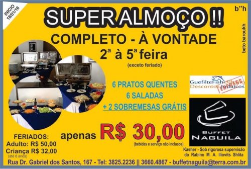 Super Almoço Completo Rodizio no Buffet Naguila por Apenas R$ 30 e outras surpresas