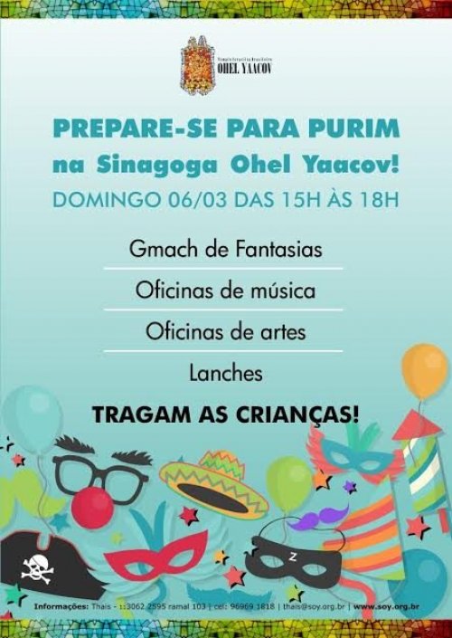 Pré Purim para Família na Sinagoga Ohel Yaacov