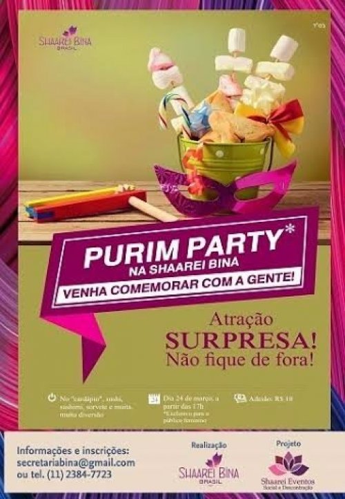 Shaarei Biná: Purim Party para Público Feminino