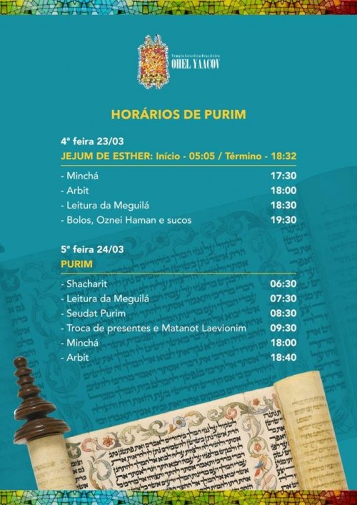 Sinagoga Ohel Yaacov: Programação de Purim