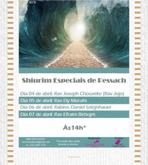 Shaarei Biná: Semana de Shiurim Especiais de Pessach