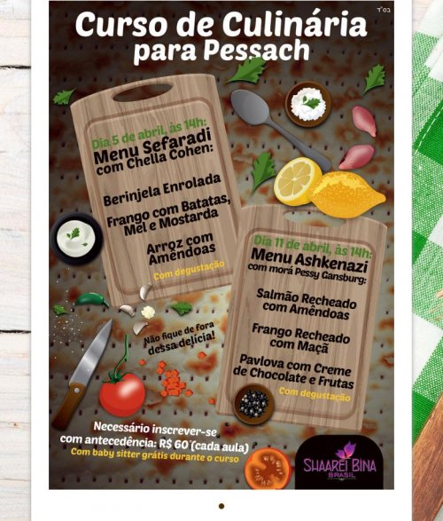 Shaarei Biná: Curso de Culinária para Pessach com PessyGansburg