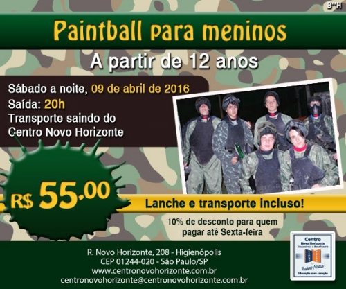 Centro Novo Horizonte: Paitball para Meninos a partir de 12 Anos 