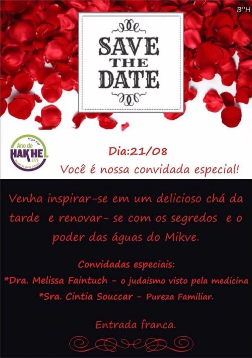 Save the Date: "Os Segredos das Águas do Mikve" - Encontro para Mulheres 