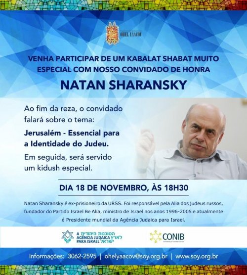 Kabalat Shabat com Natan Sharansky, na Sinagoga Ohel Yaacov