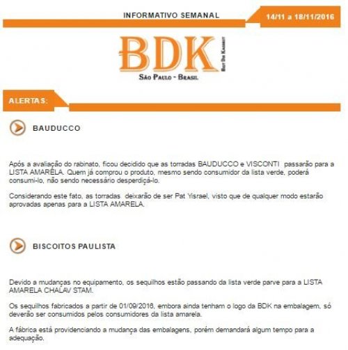 BDK - Alerta Bauducco, Visconti e Biscoitos Paulista