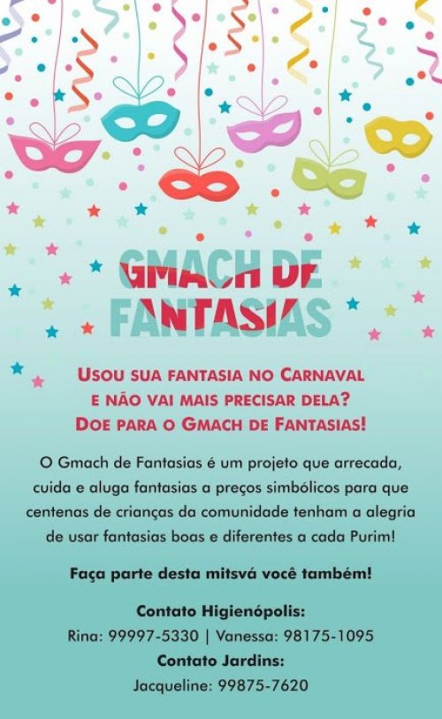 Gmach Fantasias - Faça sua Doação de Fantasias para este Purim