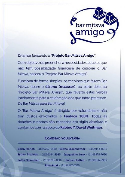 Conheça e Participe do Projeto Bar Mitsvá Amigo