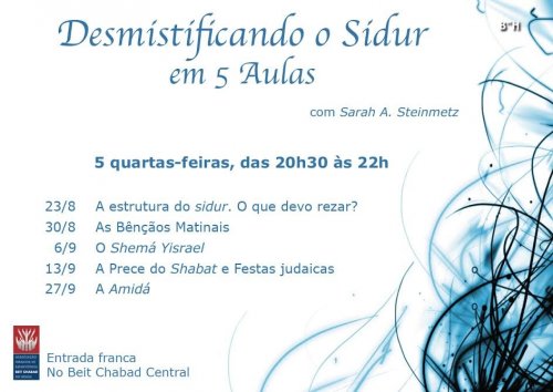 Desmistificando o Sidur em 5 Aulas, com Sarah Steinmetz