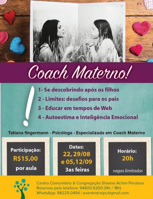 Shaarei Achim Perdizes: Coach Materno, com a Psicóloga Tatiana Fingermann