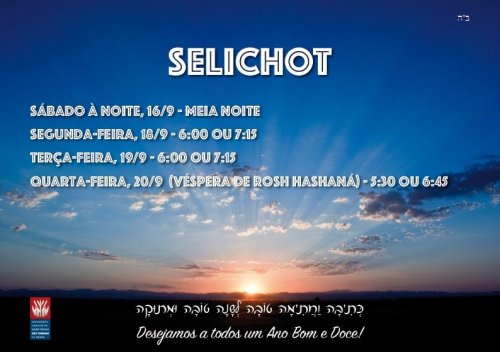 Horários de Selichot 5777 no Beit Chabad Central