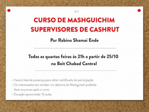 Curso para Formação de Mashguichim, com o Rabino Shamai Ende