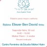 Palestra Especial com o R. Eliezer ben David Shlita, no Centro Feminino de Estudos Mekor Haim