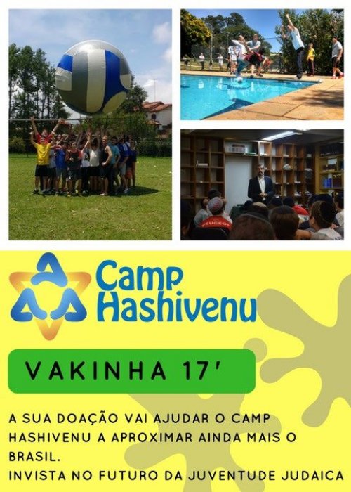 Camp Hashivenu - Vakinha ´17 - Invista no Futuro da Juventude Judaica