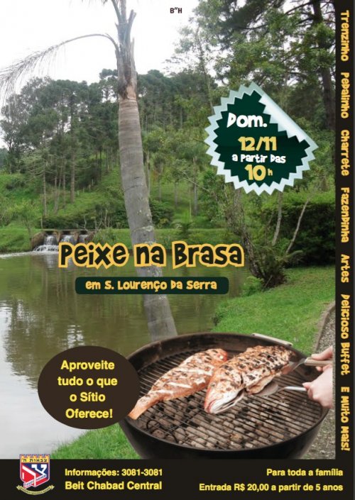 Tsivot Hashem Convida: Peixe na Brasa, no Sítio Felicidade