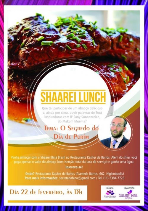 Shaarei Lunch, com o R. Sany Sonnenreich, no Kasher da Barros