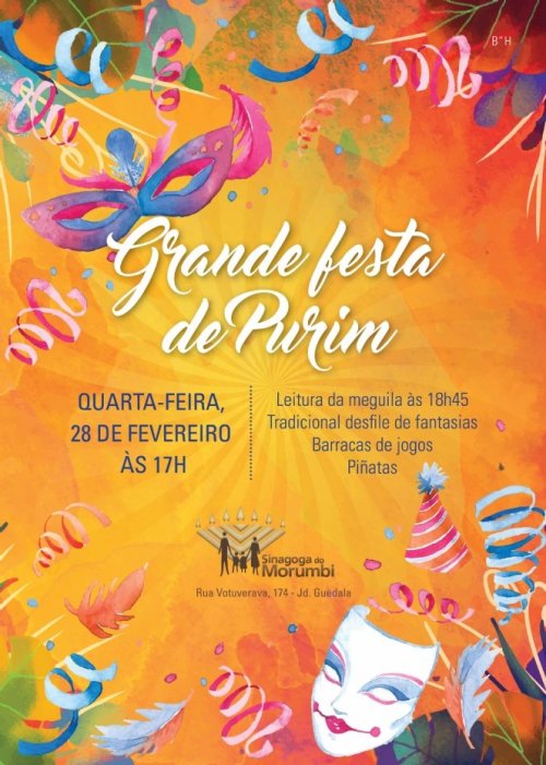 Programação Completa de Purim na Sinagoga do Morumbi