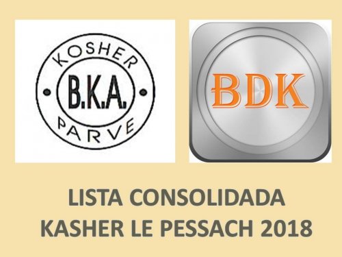 Listas de Pessach 2018: BKA e BDK